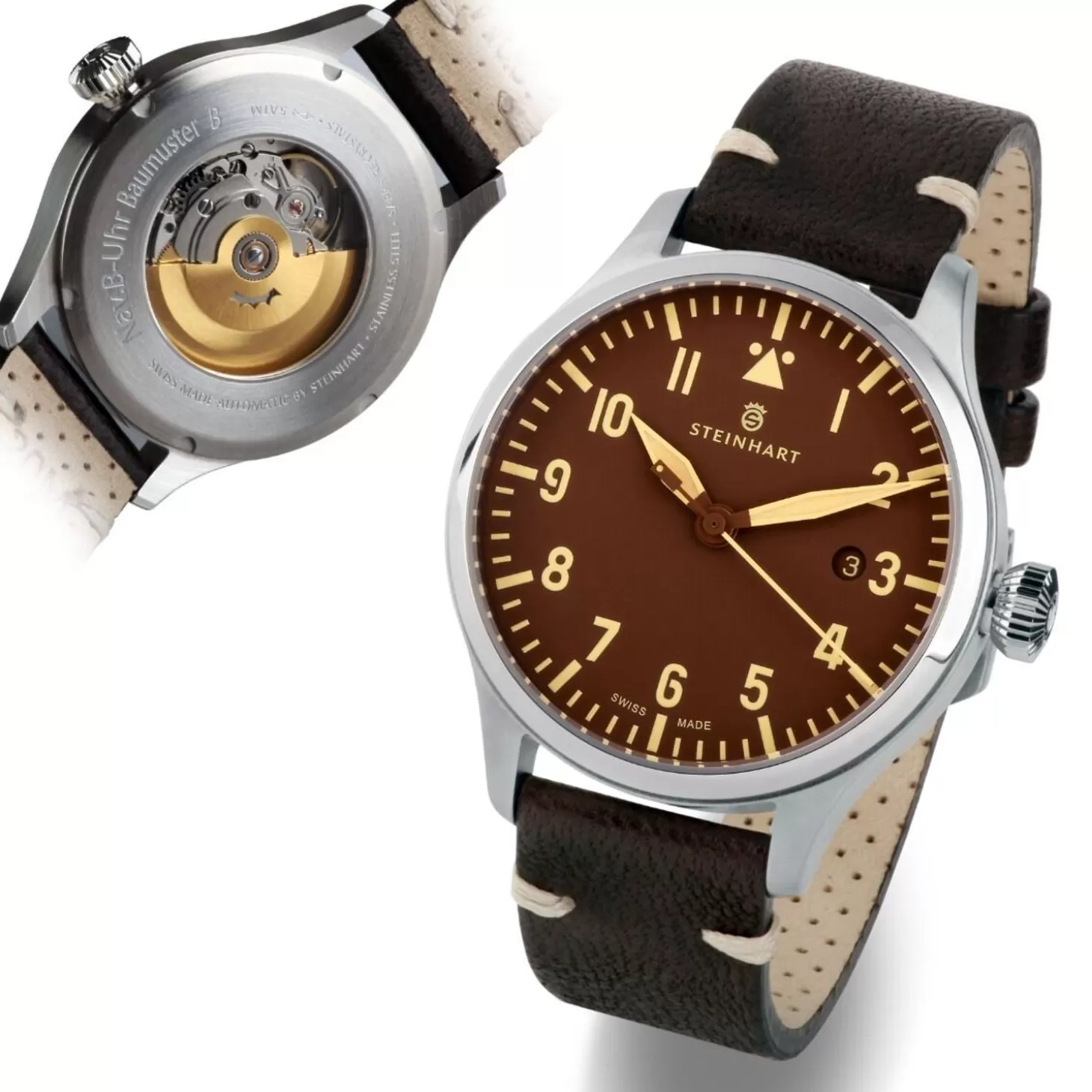 Nav B-Uhr 42 Vintage Bruin A-Muster^Steinhart Watches Online
