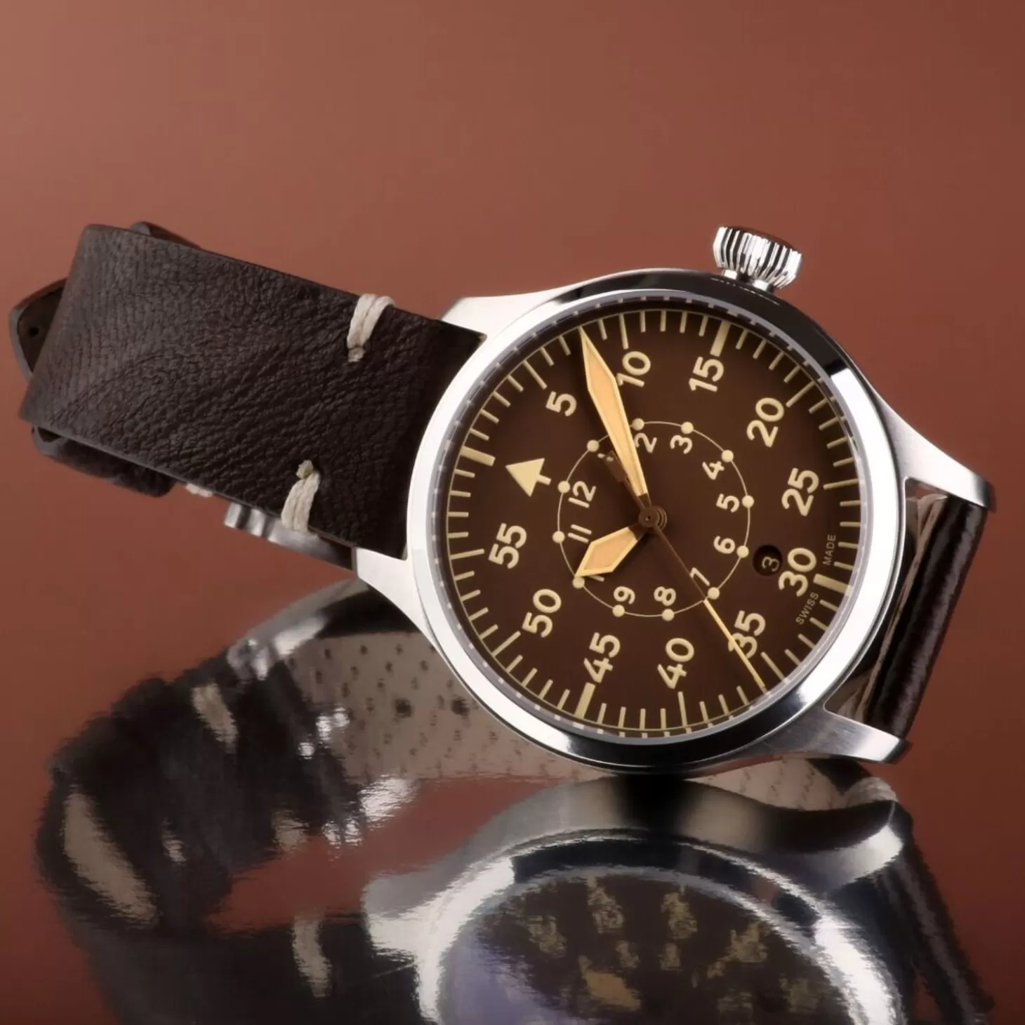 Nav B-Uhr 42 Vintage Bruine B-Muster^Steinhart Watches Shop