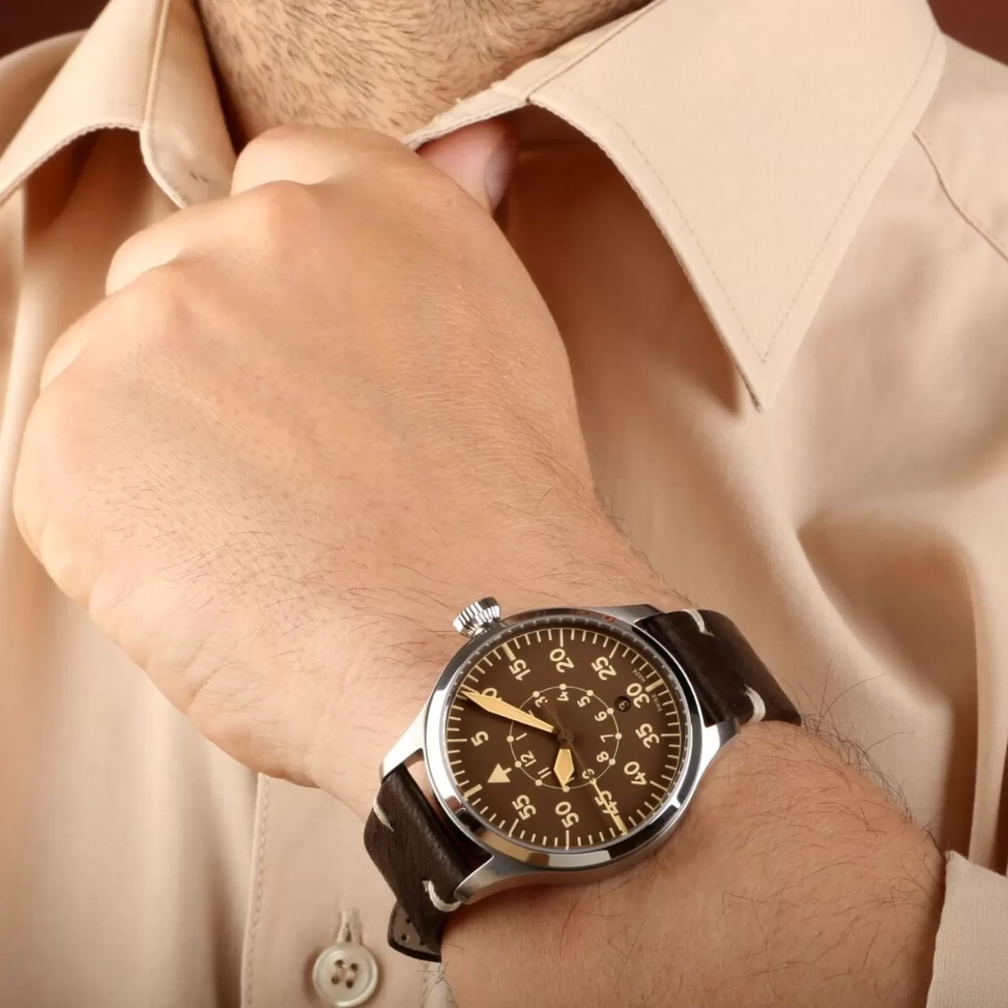 Nav B-Uhr 42 Vintage Bruine B-Muster^Steinhart Watches Shop