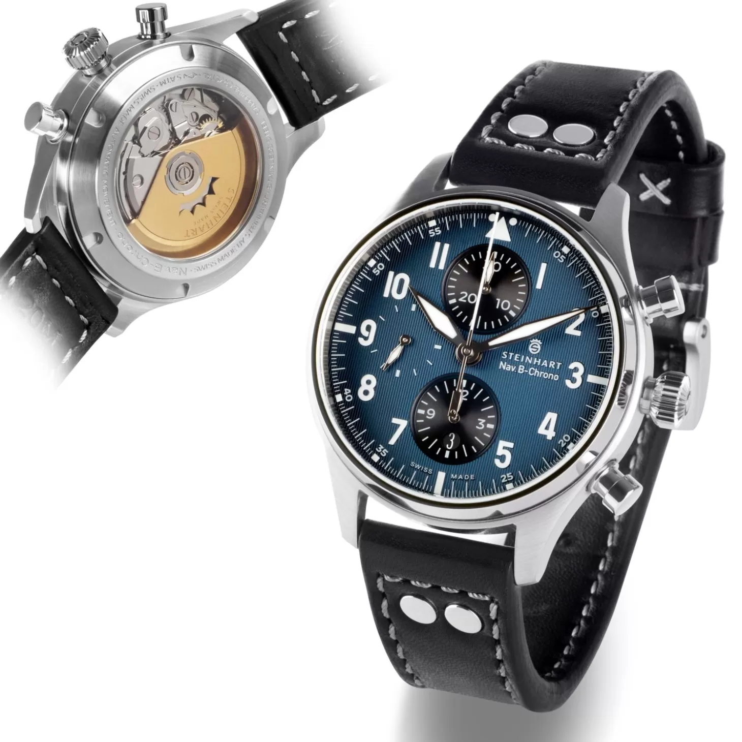 Nav.B-Chrono 42 Klassiek A-Type Blauw^Steinhart Watches Fashion