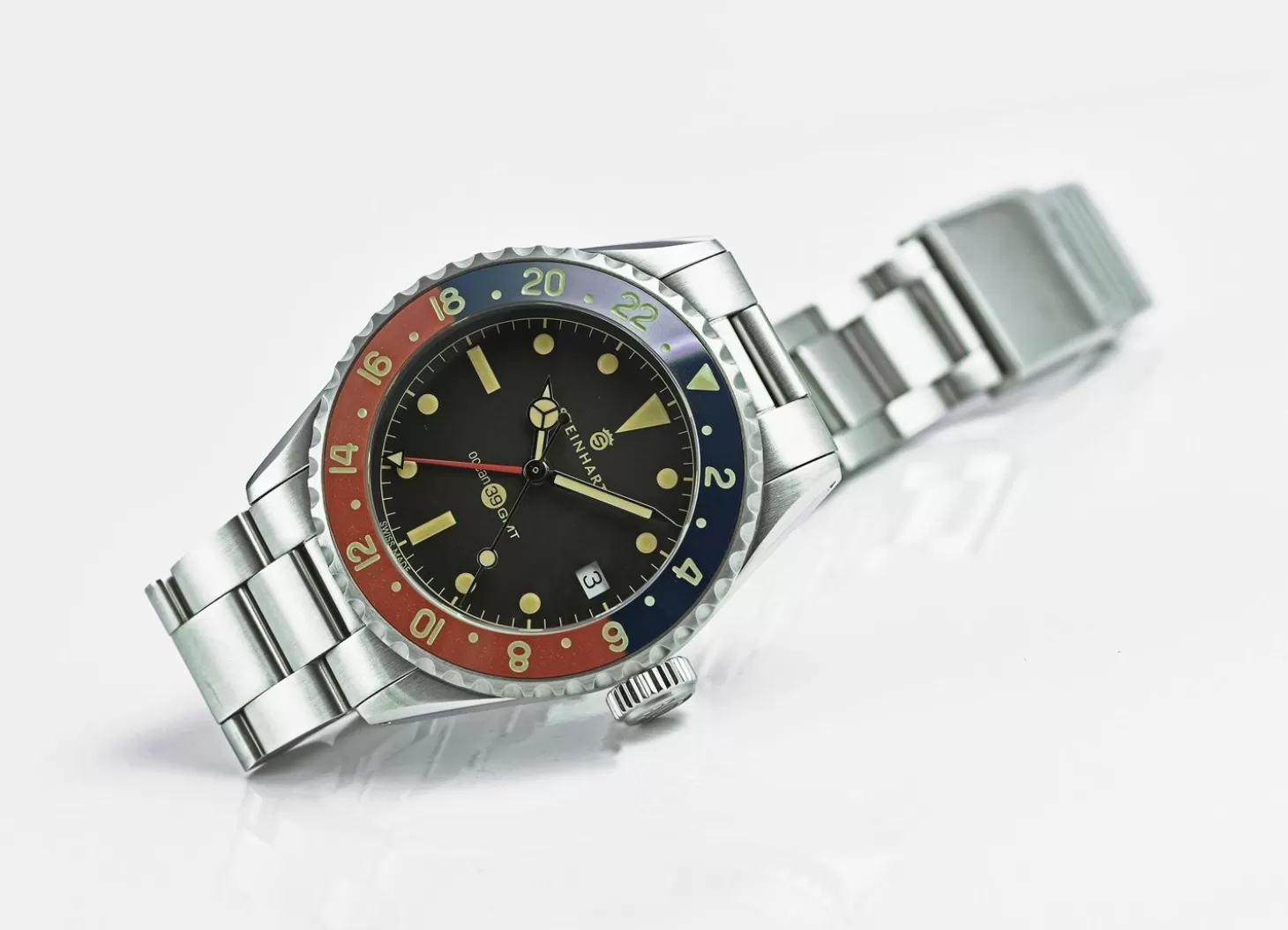 Ocean 39 Vintage Gmt Premium Blauw-Rood Keramiek Duikhorloge^Steinhart Watches Hot