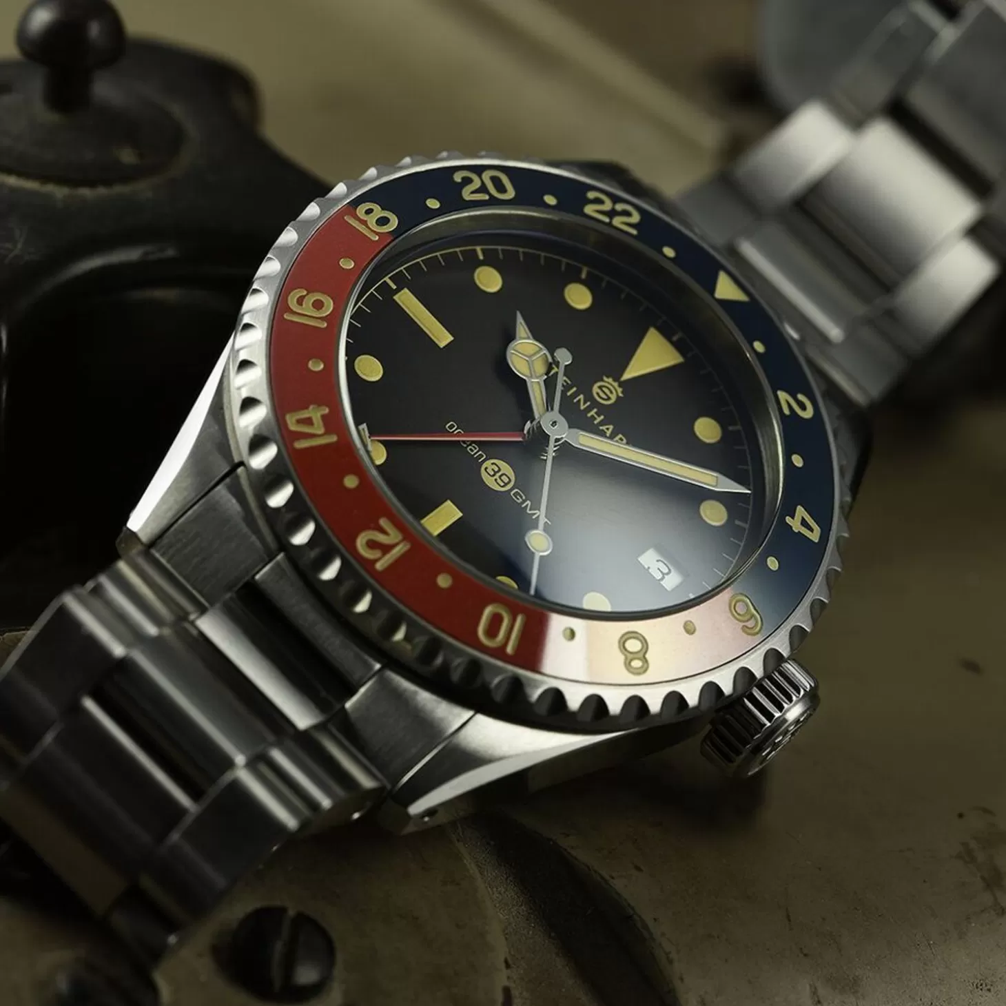 Ocean 39 Vintage Gmt Premium Blauw-Rood Keramiek Duikhorloge^Steinhart Watches Hot