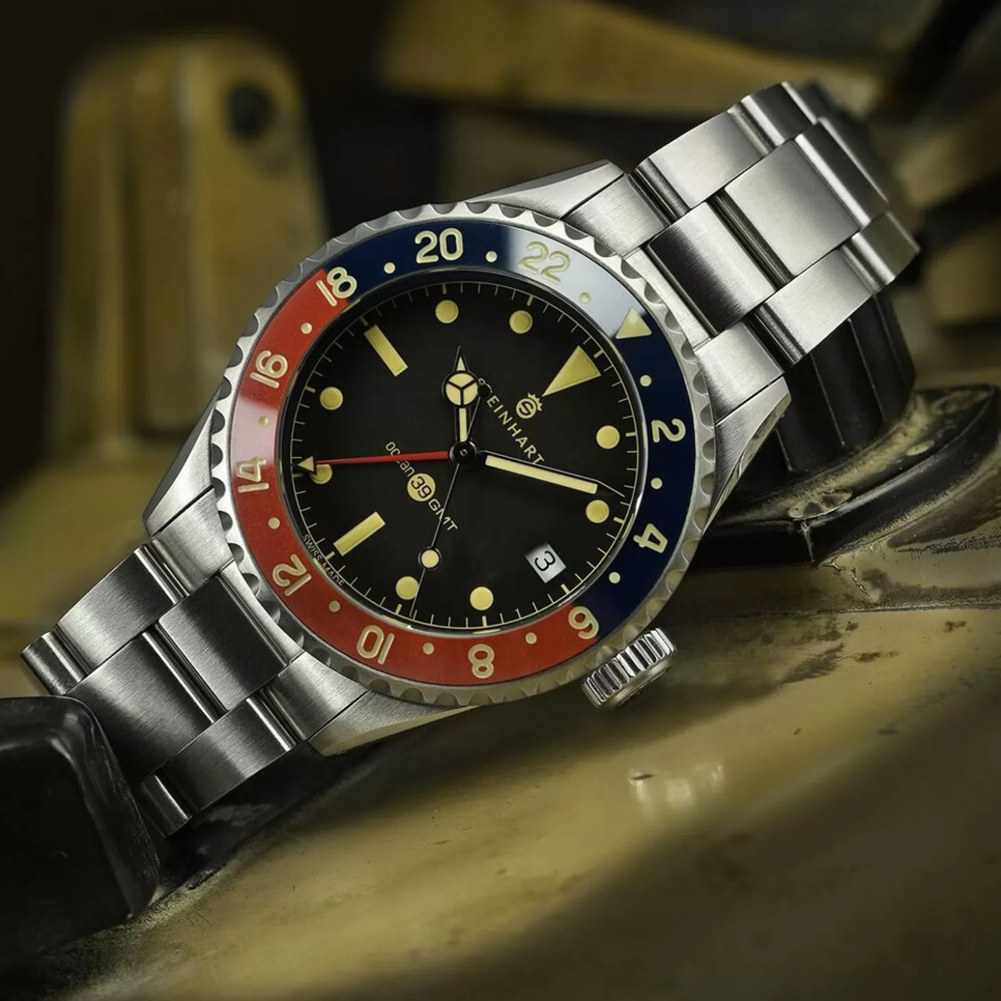 Ocean 39 Vintage Gmt Premium Blauw-Rood Keramiek Duikhorloge^Steinhart Watches Hot