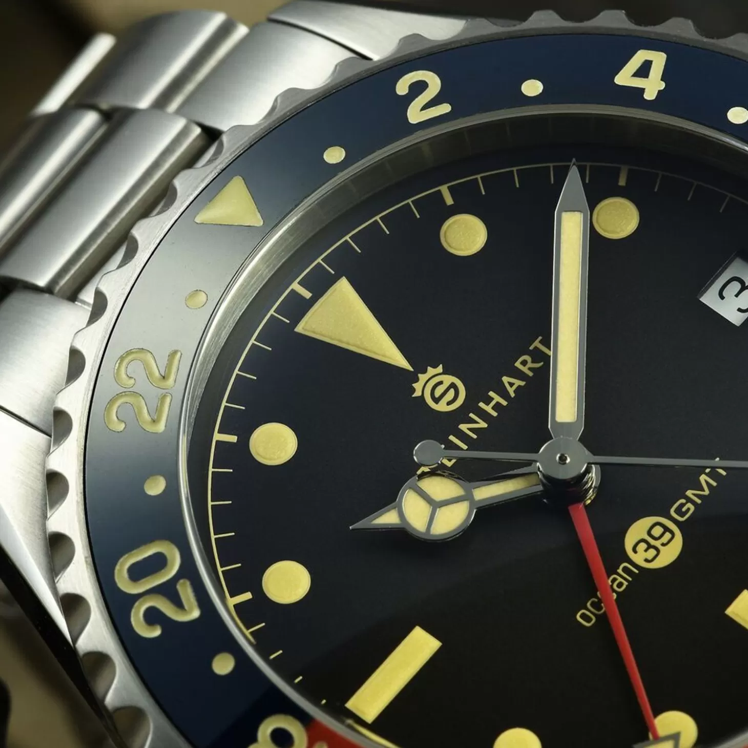 Ocean 39 Vintage Gmt Premium Blauw-Rood Keramiek Duikhorloge^Steinhart Watches Hot