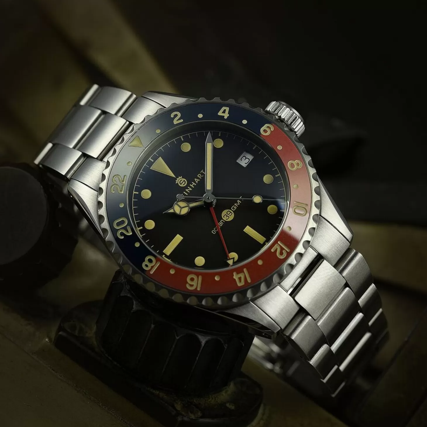Ocean 39 Vintage Gmt Premium Blauw-Rood Keramiek Duikhorloge^Steinhart Watches Hot