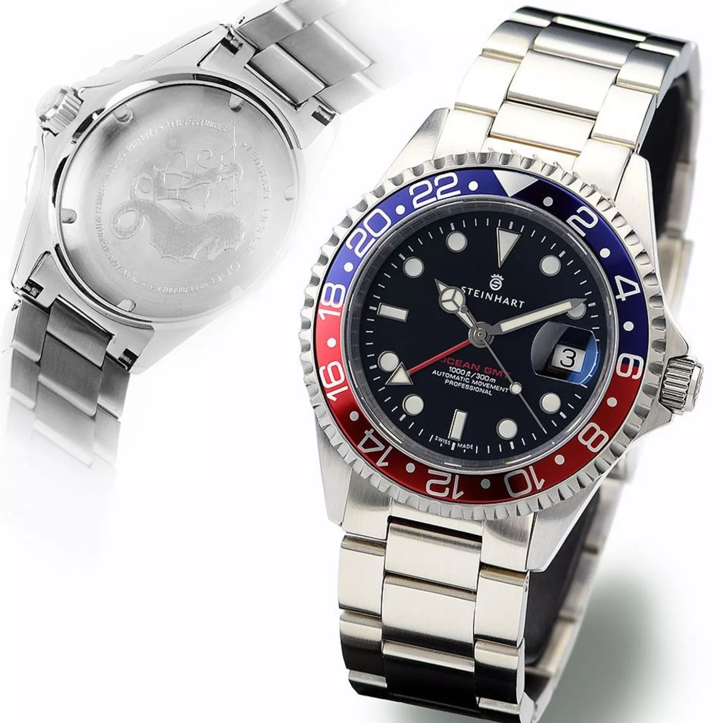 Ocean One Gmt Blauw-Rood Duikhorloge^Steinhart Watches Fashion