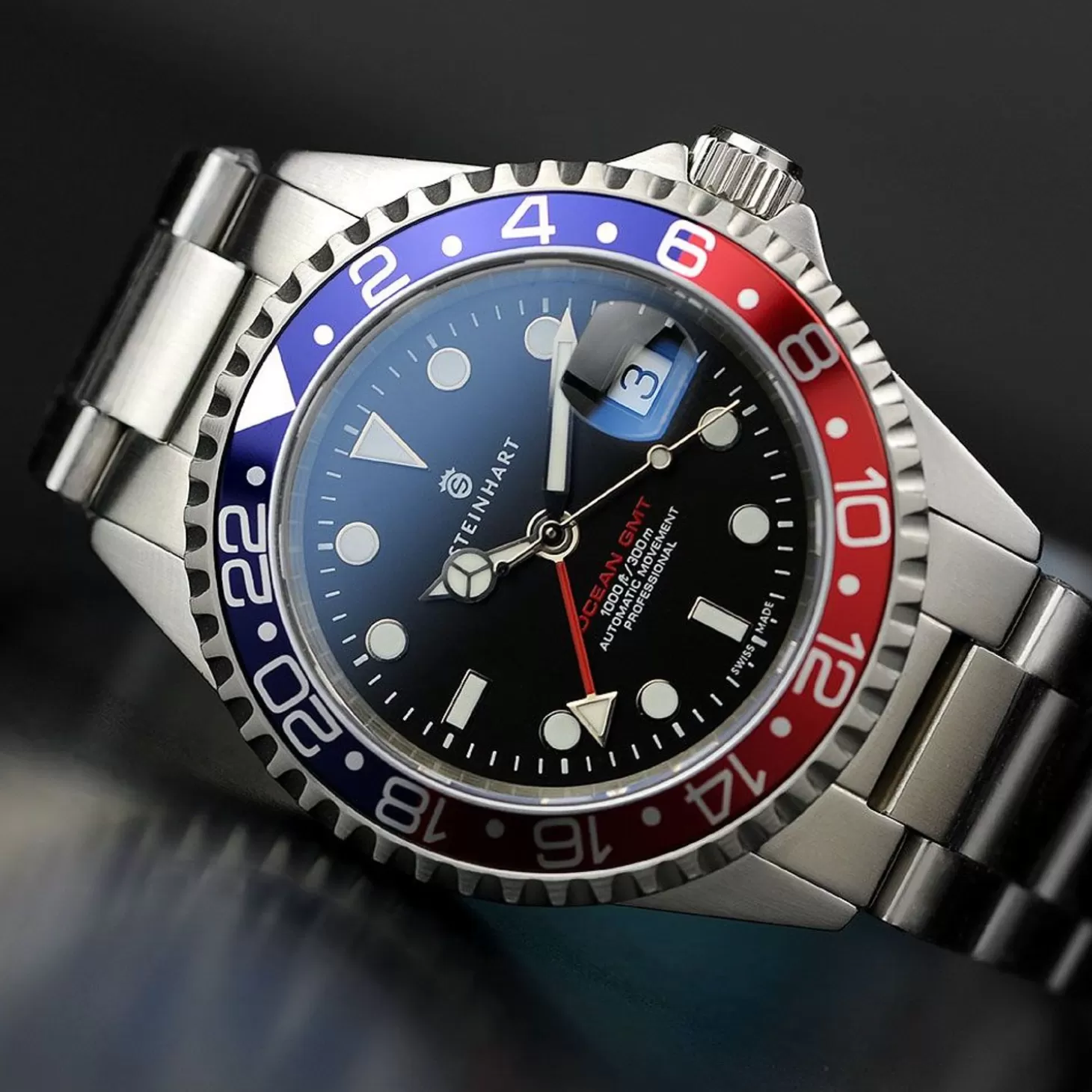 Ocean One Gmt Blauw-Rood Duikhorloge^Steinhart Watches Fashion