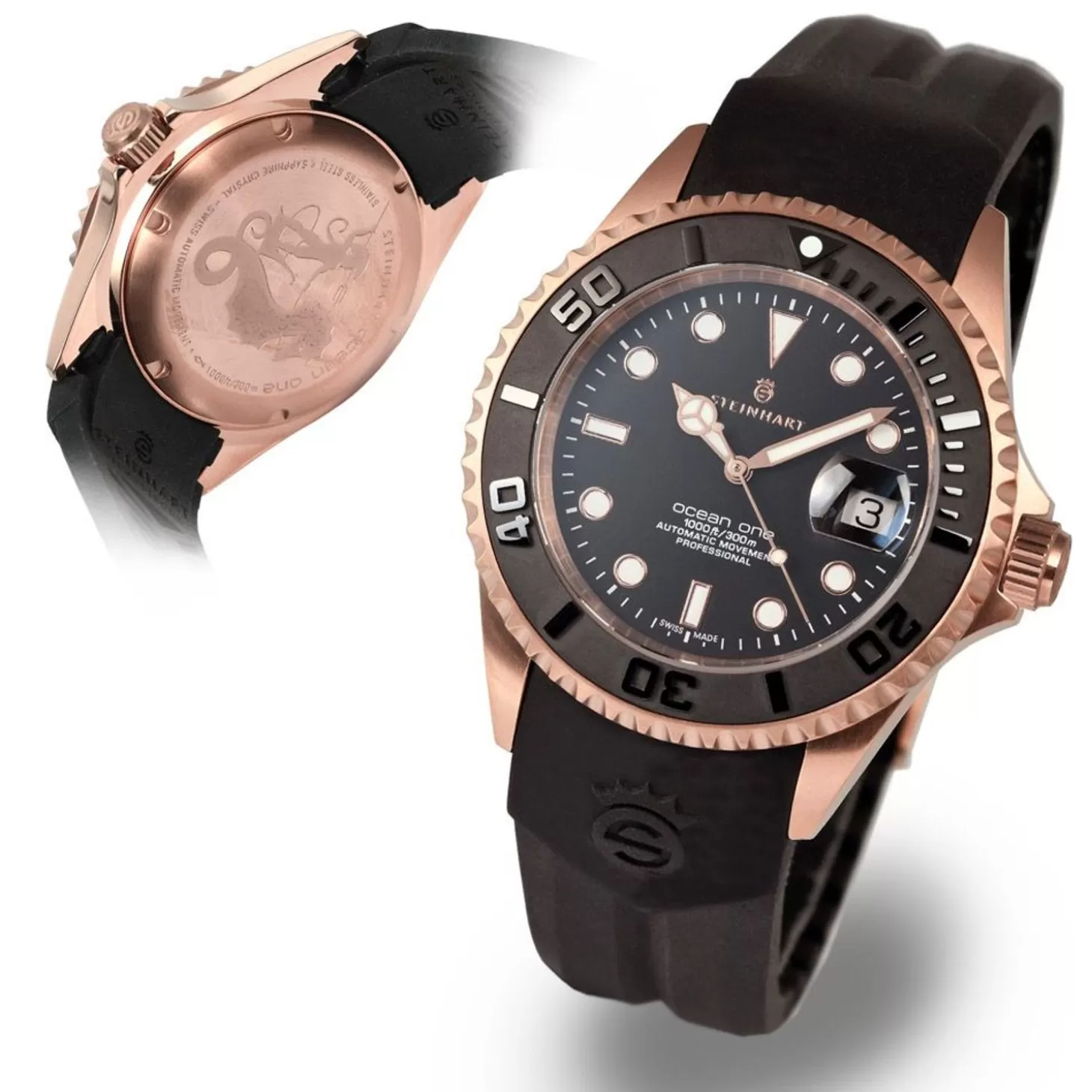 Ocean One Roze-Gouden Keramiek Duikhorloge^Steinhart Watches Sale