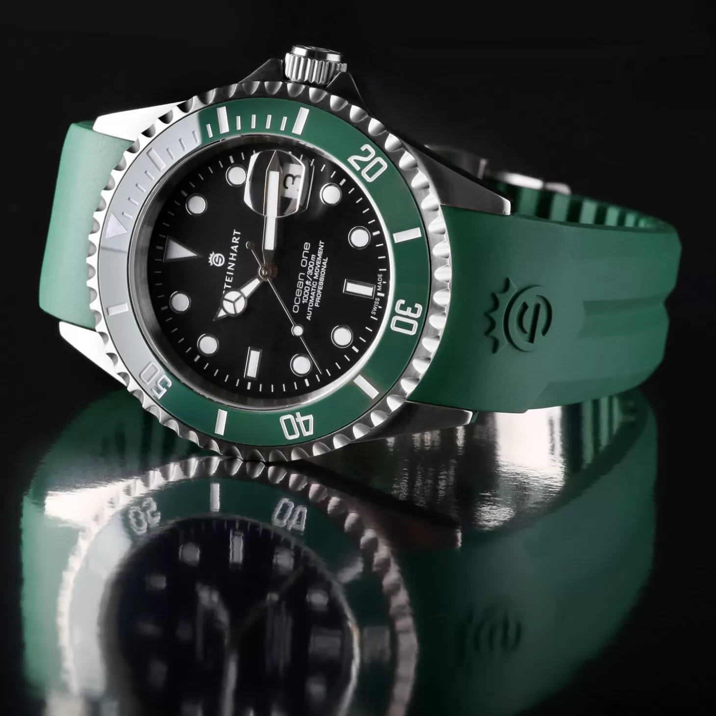 Rubberen Band Groen Nieuw 22X18 Mm Voor Ocean 42 En Ocean 44 Met Sluiting Staal^Steinhart Watches Store