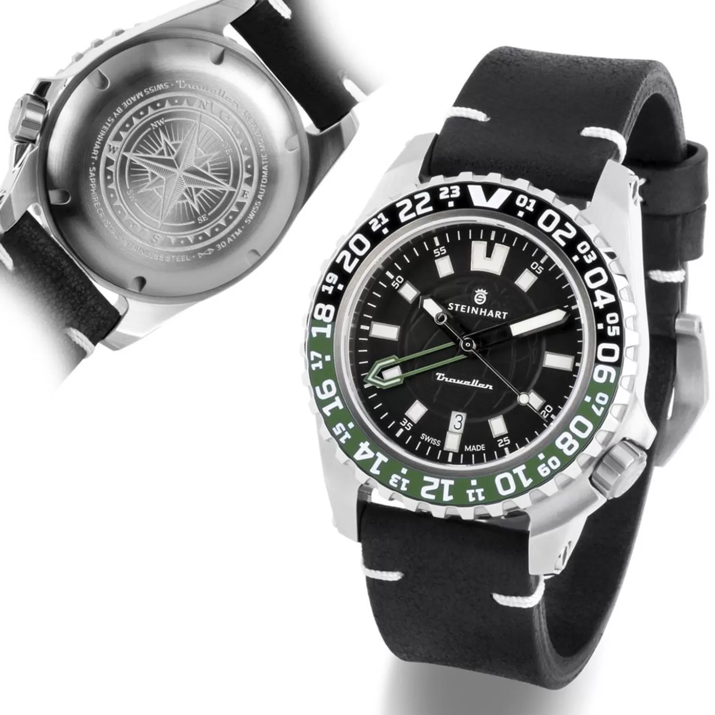 Traveller Gmt Groen Duikhorloge^Steinhart Watches Cheap